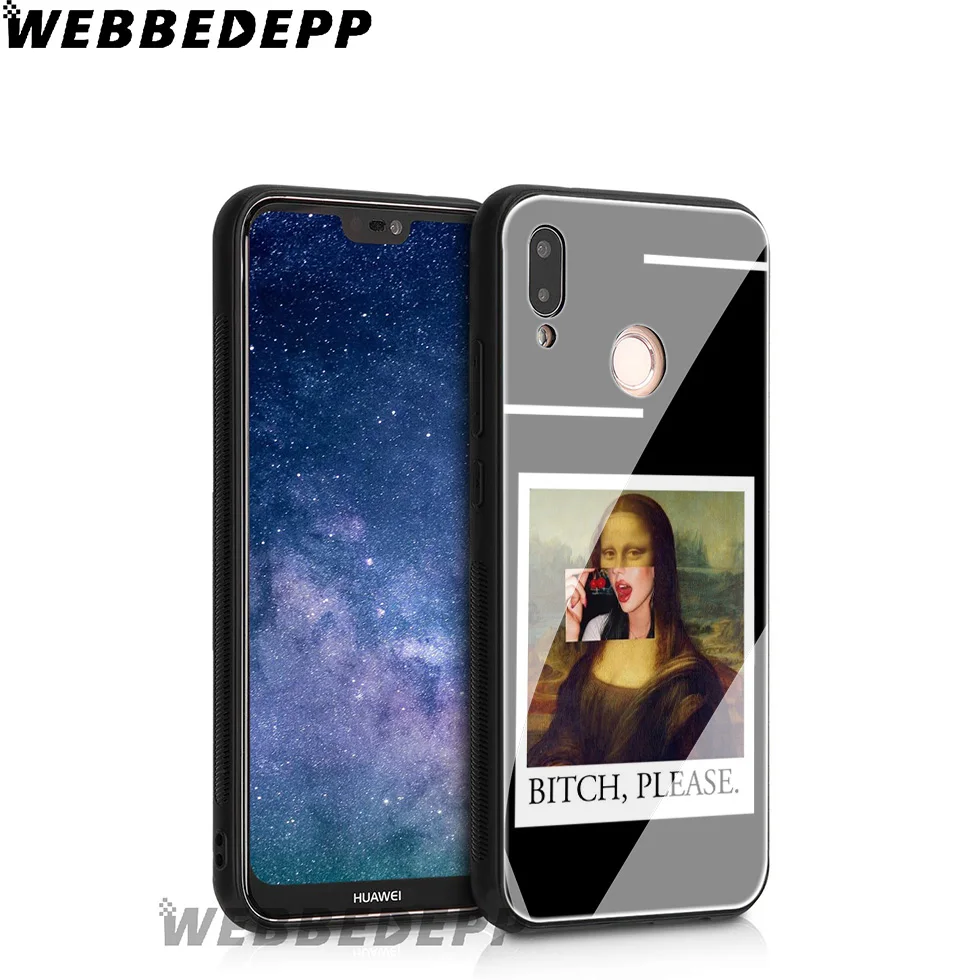 WEBBEDEPP Mona Lisa Van Gogh Tempered Glass Case for Huawei Mate 20 P20 P10 P Smart 2019 2018 &amp Honor 10 9 8X 7A Lite Pro |