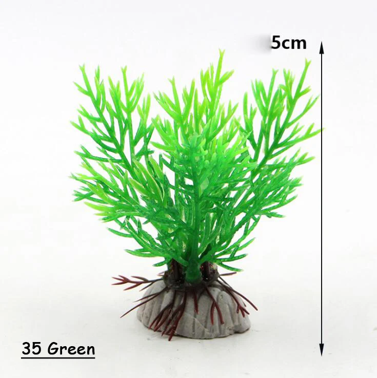 35 Green TECHOME 2 шт. креативное искусственное аквариумное растение орнамент красочные пластиковые травы украшения уникальный подводный пейзаж - Цвет: 35 Green
