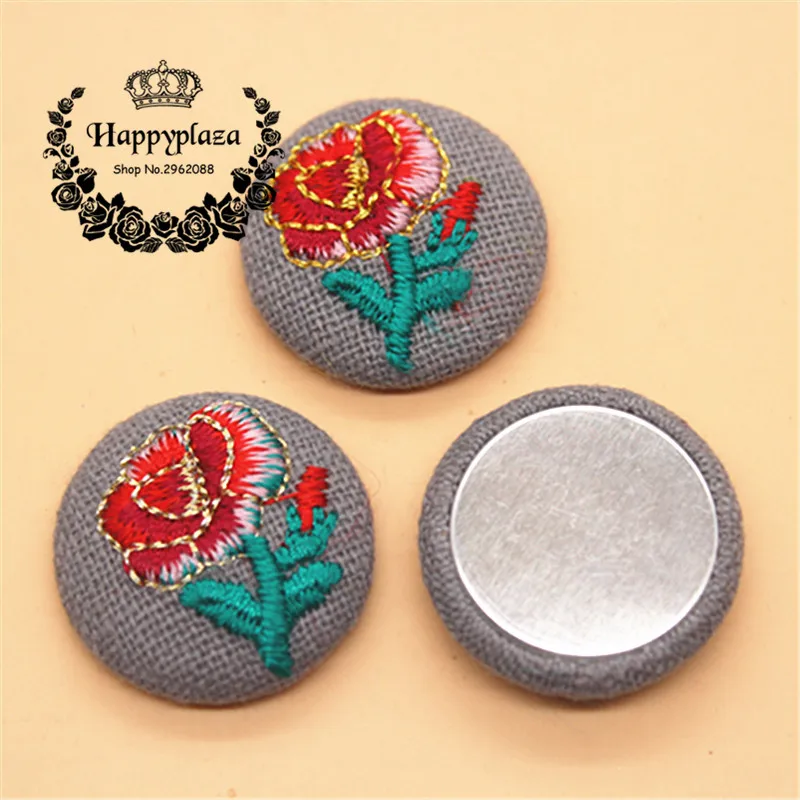 10 шт. 23 мм Цветочная вышивка покрытая тканью круглая с плоской спинкой для