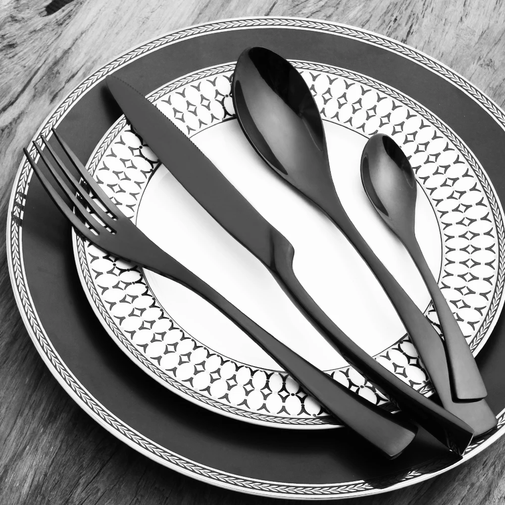 Набор столовых приборов из нержавеющей стали розовое золото 24 шт.|knife fork set|steel cutlery