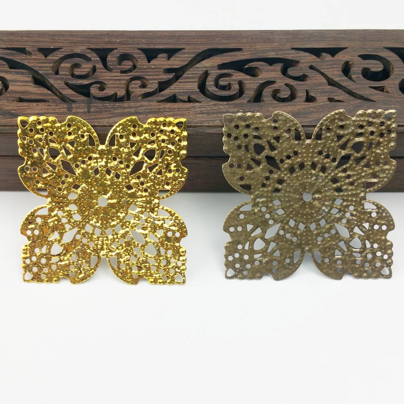 

20pcs 41mm Filigree square Wraps Metal Charms For Embellishment Scrapbook DIY Jewelry Metal Craft ear accessories