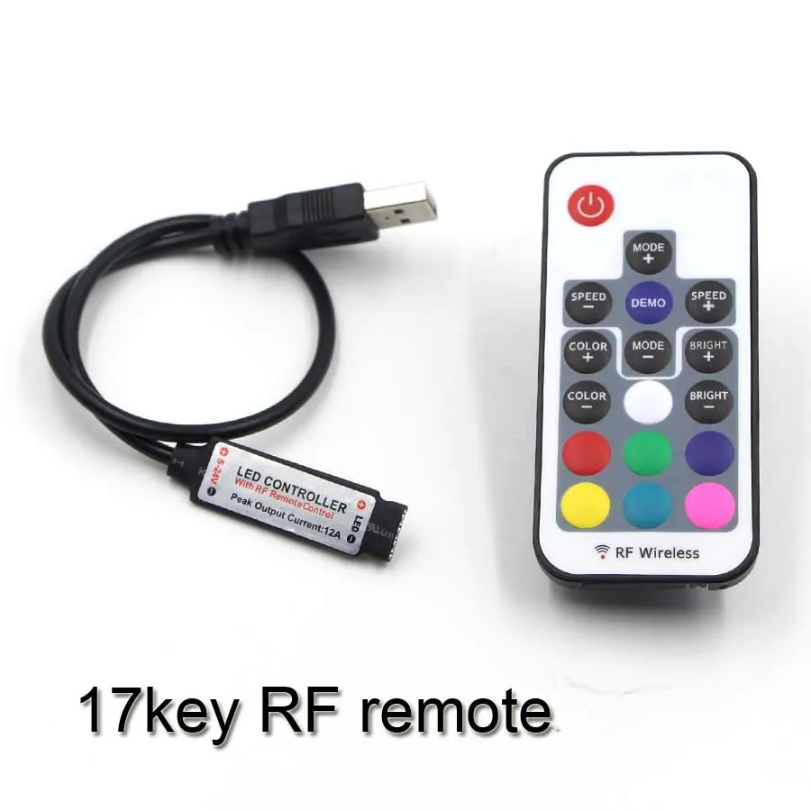 Беспроводной мини пульт дистанционного управления 5 В USB RGB LED контроллер 17key RF для