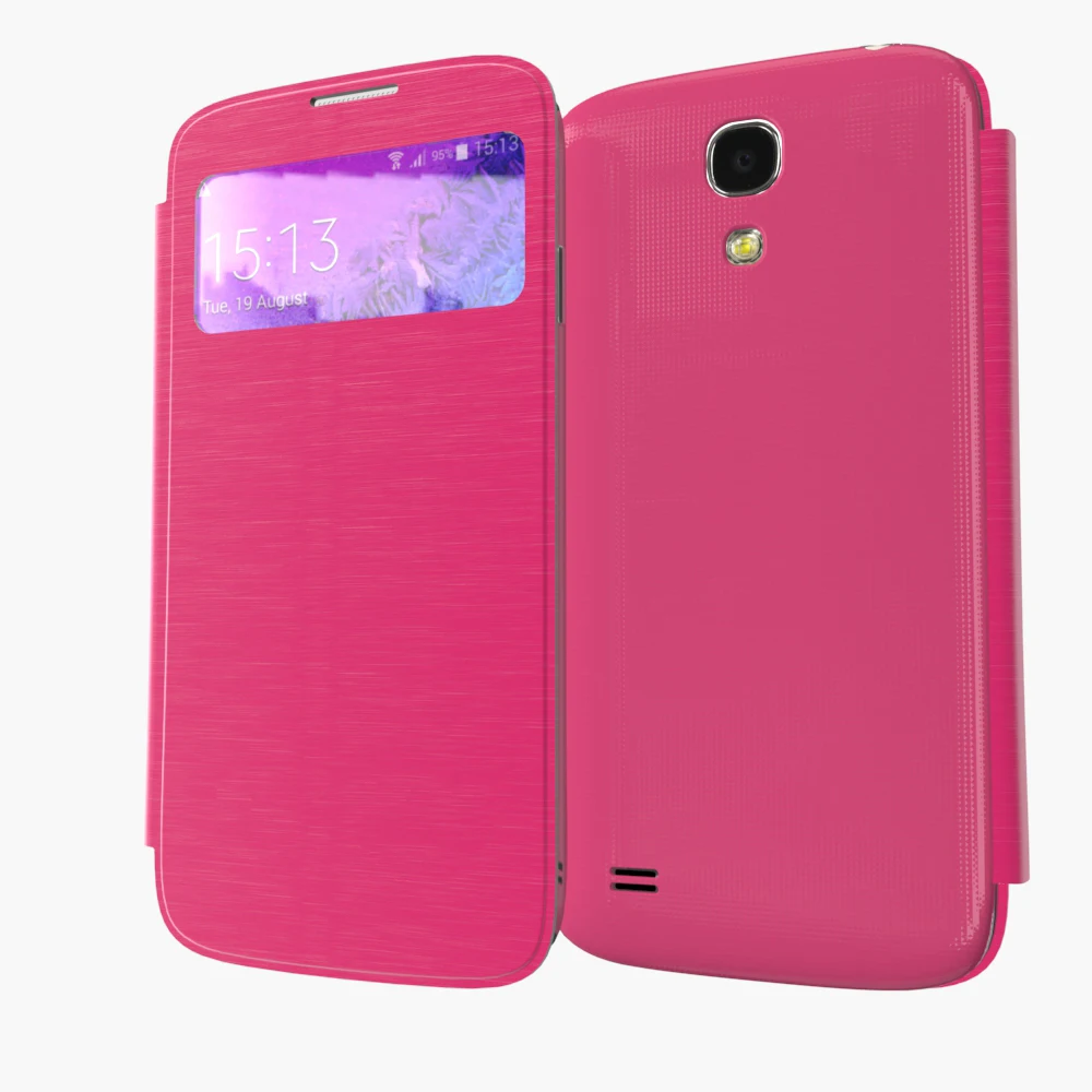 Кожаный чехол для Samsung Galaxy S4 SIV I9500 9500 с откидной крышкой и окошком обзора
