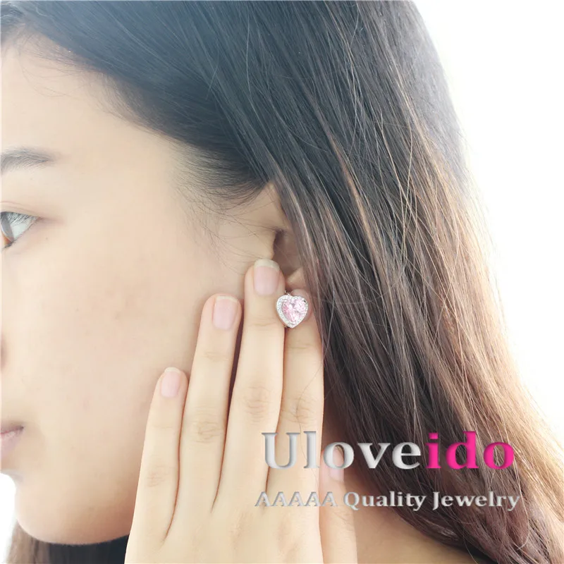 Американские фондовые 5% скидка женские розовые серьги с сердцем большие