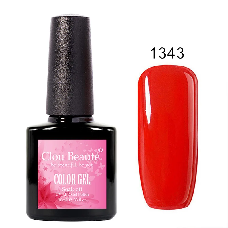 1343 Clou Beaute мягкая цветная основа и верхнее покрытие УФ гель лак для ногтей 10 мл vernis полуперманентный УФ-гель для ногтей впитывающий гель лак 1325 - Цвет: 1343