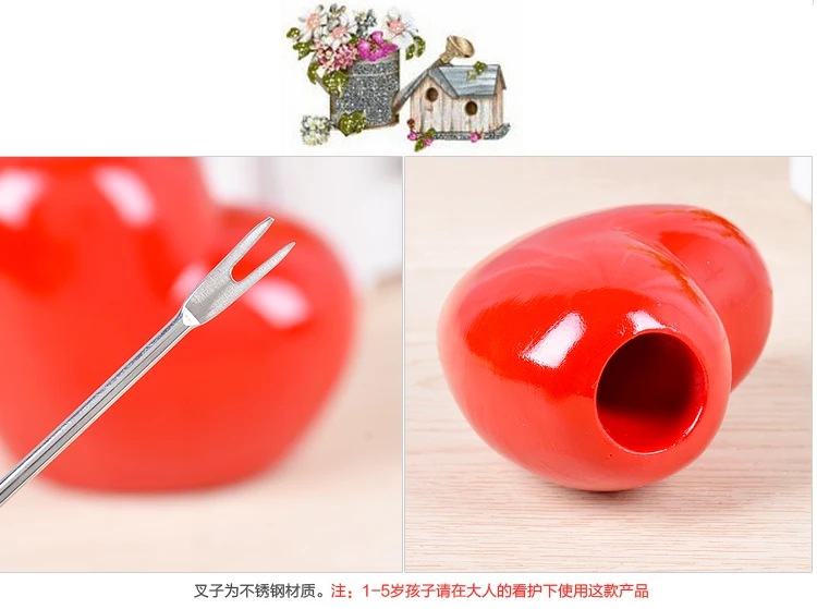 5 шт. вилки и держатель Новинка красное сердце Нержавеющая сталь Фрукты Вилка