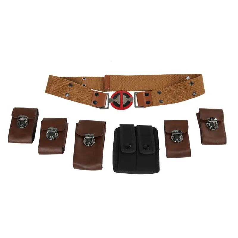 Takerlama Deadpool Belt Full Set Buckle Pouches Costume Ryan Reynolds Halloween Cospaly Props S M L XL