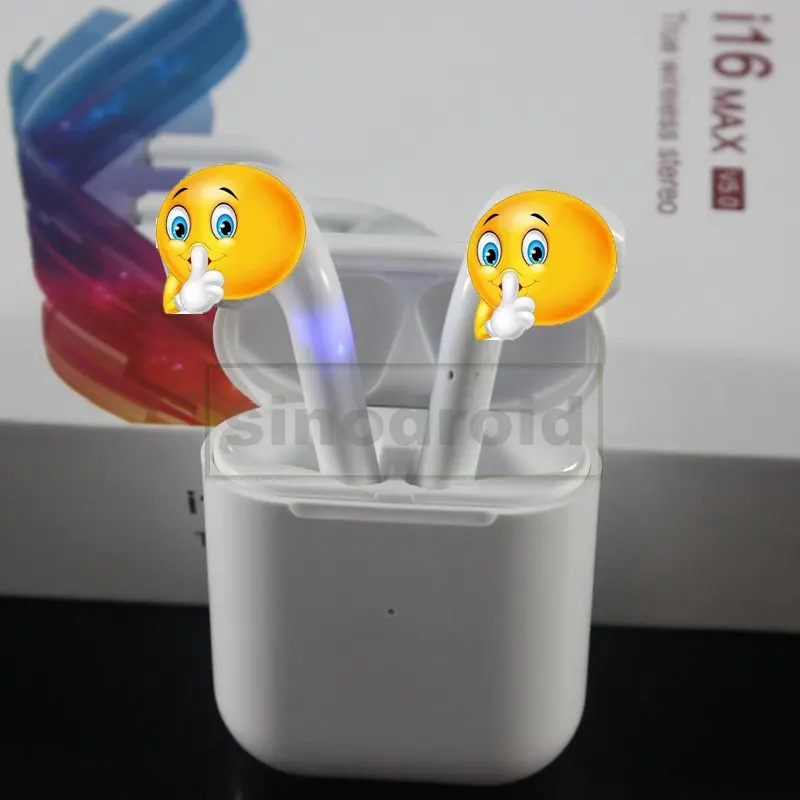 I16 Max TWS V5.0 Bluetooth Беспроводные наушники с сенсорным управлением Siri для iPhone, спортивные стерео наушники с окошком, Автоматическое Сопряжение