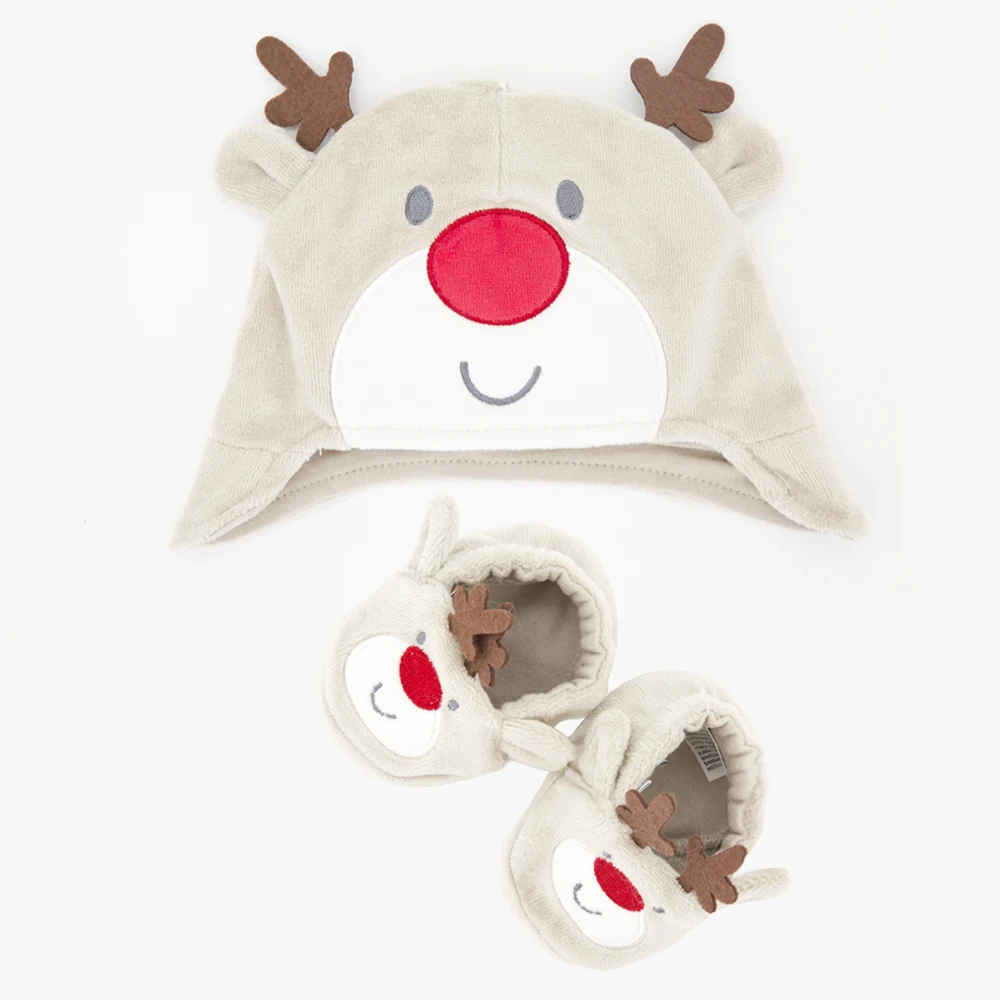2018 3D Cartoons Baby Christmas Hats Shoes Cute Newborn Infant Deer For Boy Girl Cap Props Bowknot Hat Kids | Мать и ребенок