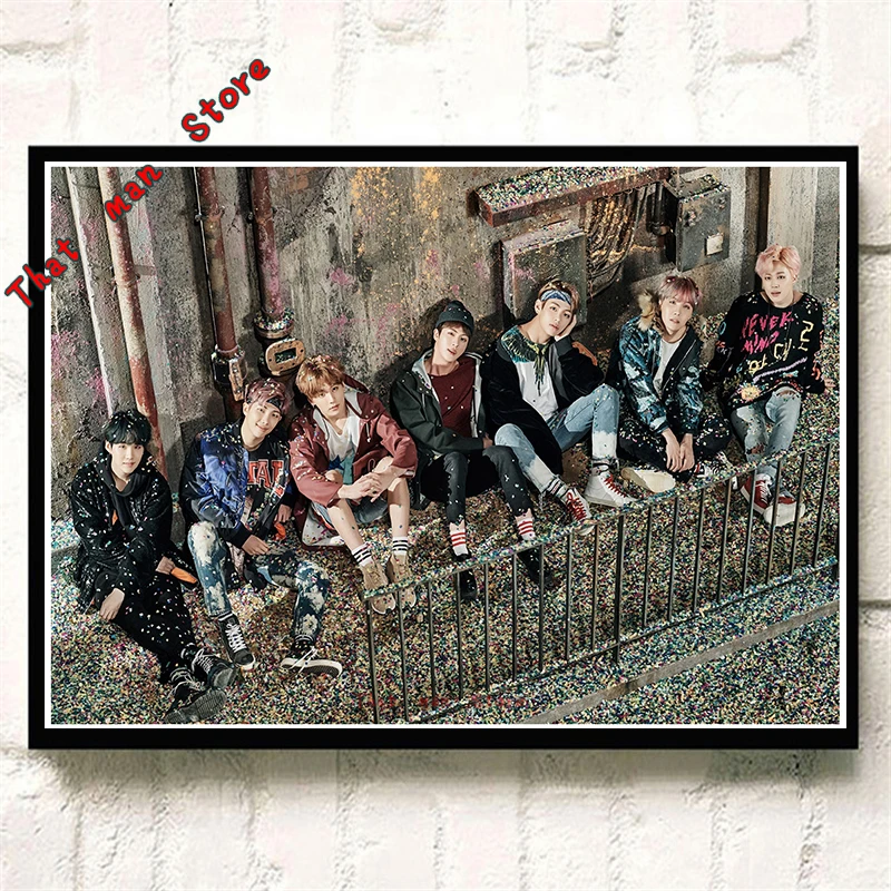 Kpop bangtan мальчики ясное изображение наклейки на стену украшение дома высокое качество принты RM Jimin Jin бумага с покрытием для домашнего искусства бренд - Цвет: Небесно-голубой