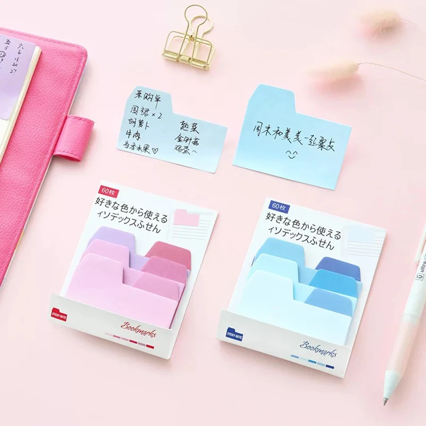 Gradient Color Sticky Note Multi Colors Message Sticker Bookmark Marker Planner Book Page Decorative Memo Pad 60 Sheets | Канцтовары для