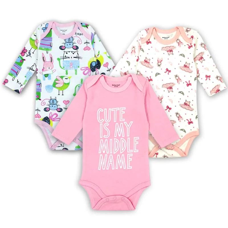 CHX0014 Боди для новорожденных; одежда для малышей; Bebes; хлопковая одежда с длинными рукавами и принтом для младенцев; 0-24 месяца; 3 шт./лот - Цвет: CHX0014