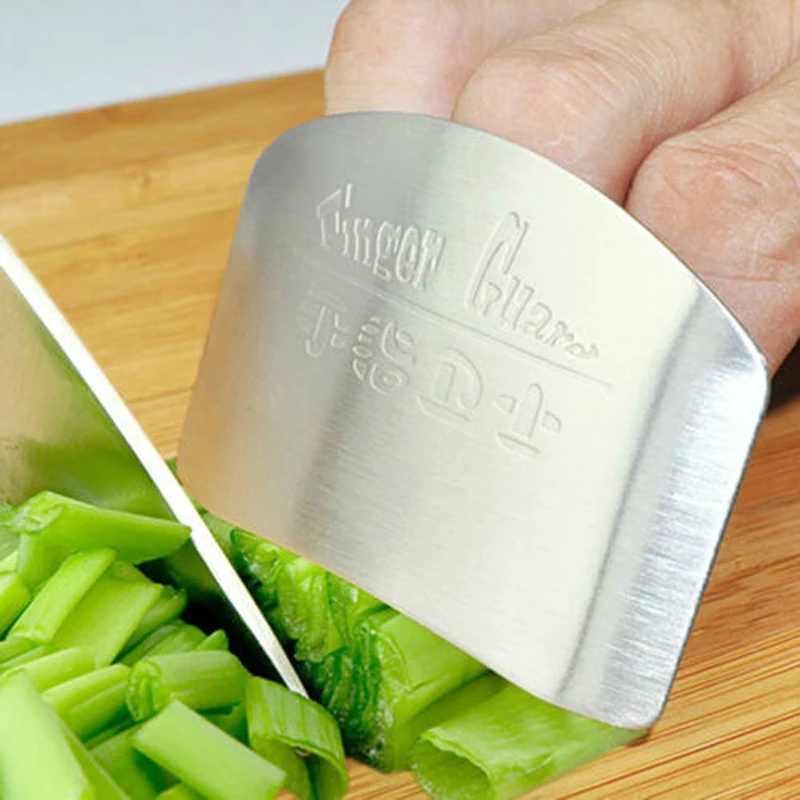 

Hot Stainless Steel Finger Protector Kitchen Knife Chop Helper Kitchen Tool