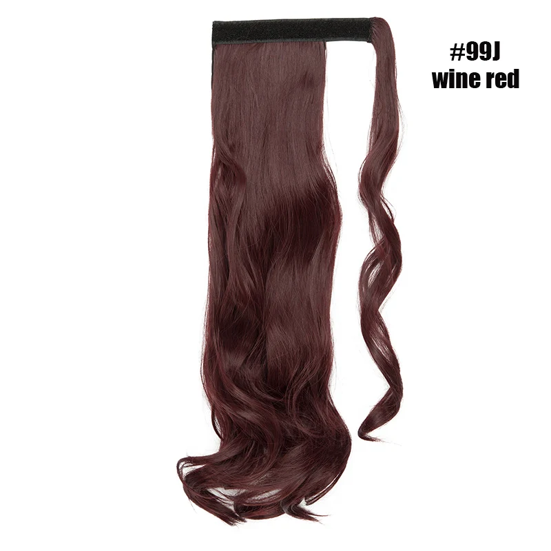 wine red s-noilite Clip In Ponytail Synthetic Wrap Around Ponytail Clip In Hair Extension Long Curly Hairpiece Fake Hair Braid Ponytail - Цвет: wine red