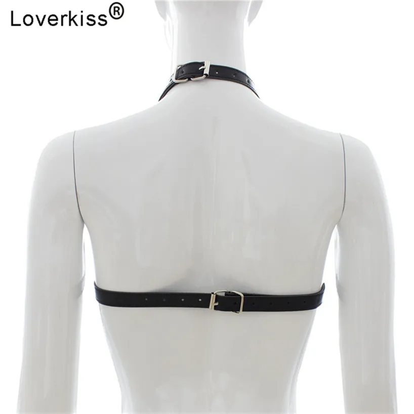 Бюстгальтер Loverkiss с открытым бюстом завязывается на шею манжеты БДСМ секс-игры