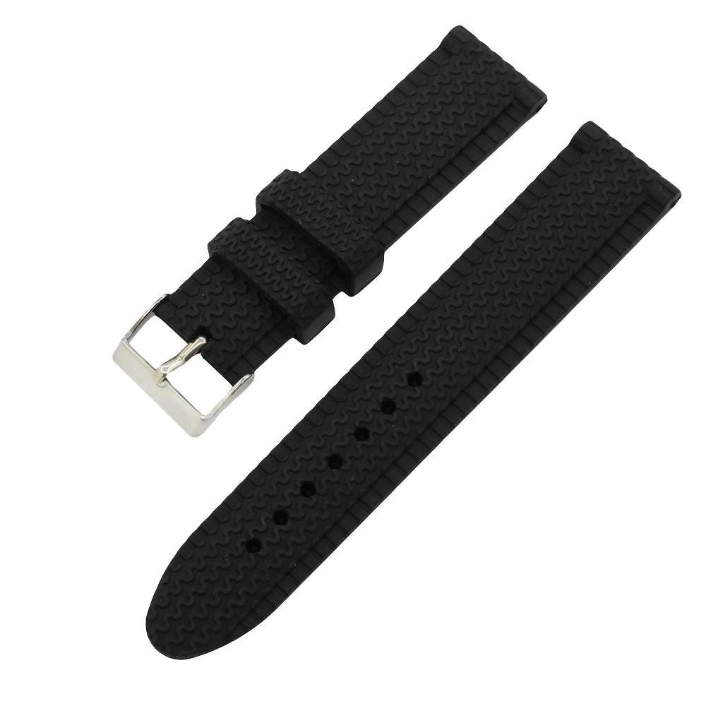 Ремешок силиконовый для наручных часов Ferrari резиновый браслет черный с пружинным