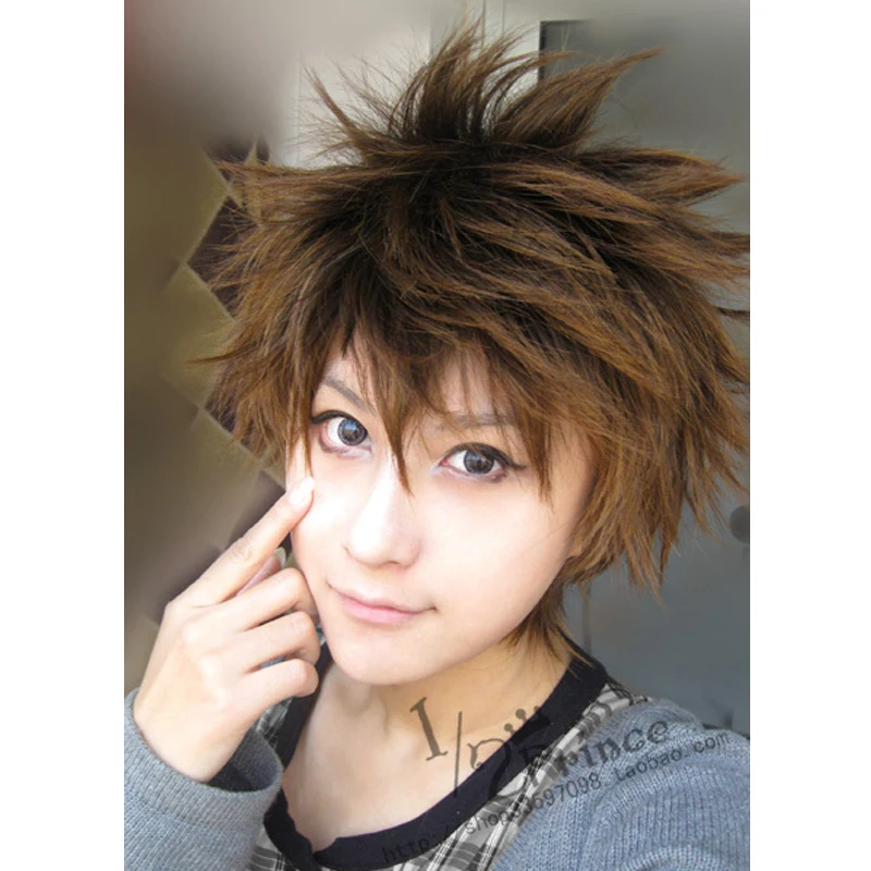 Kateyo Hitman Reborn Sawada Tsunayoshi короткий коричневый микс Пушистые синтетические волосы