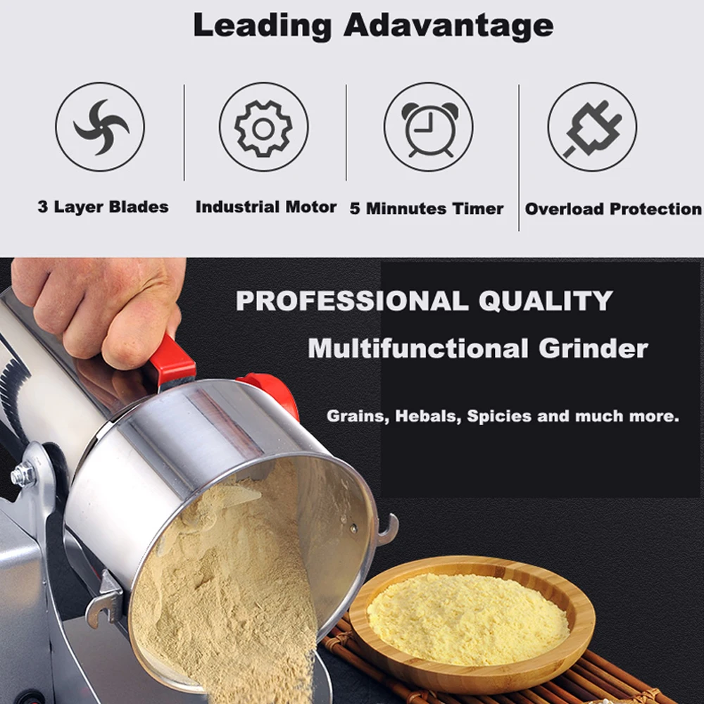 Professional Electric Grain Spices Cereals Coffee Dry Food Mill Grinding Machines Gristmill Home Powder Crusher Grinder | Инструменты