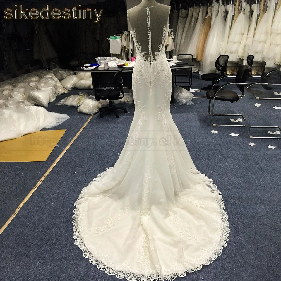 Новое поступление свадебное платье с аппликацией в стиле &quotРусалка&quot Vestido de novia