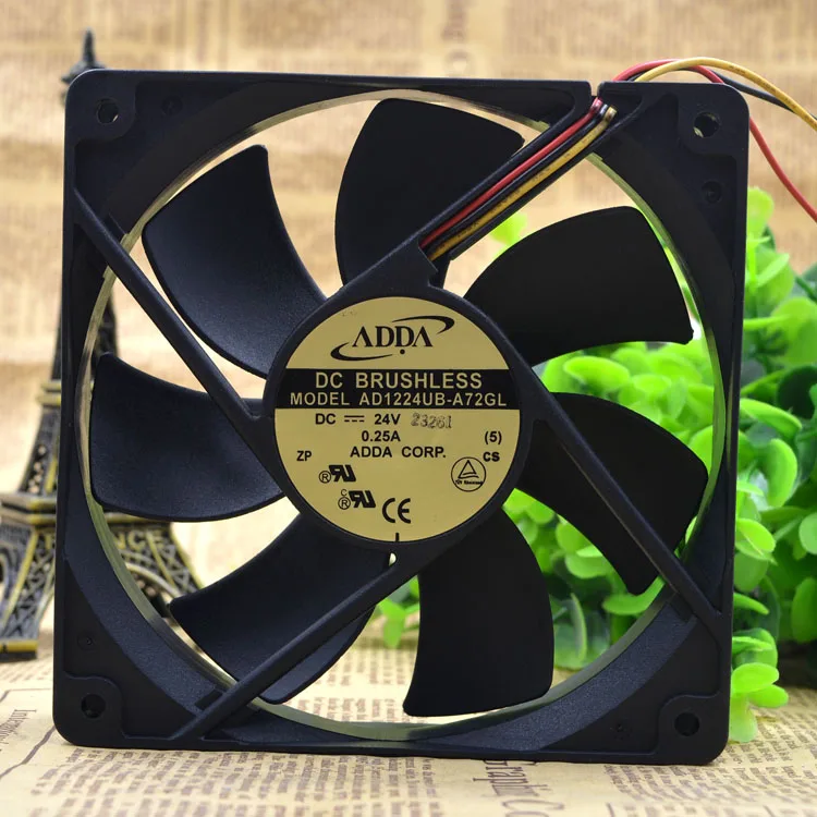 

New Radiator CPU Cooler Fan For AD1224UB-A72GL 120*120*25MM 12025 12CM 120MM 24V DC 0.25A 2500RPM 99CFM Axial Cooling