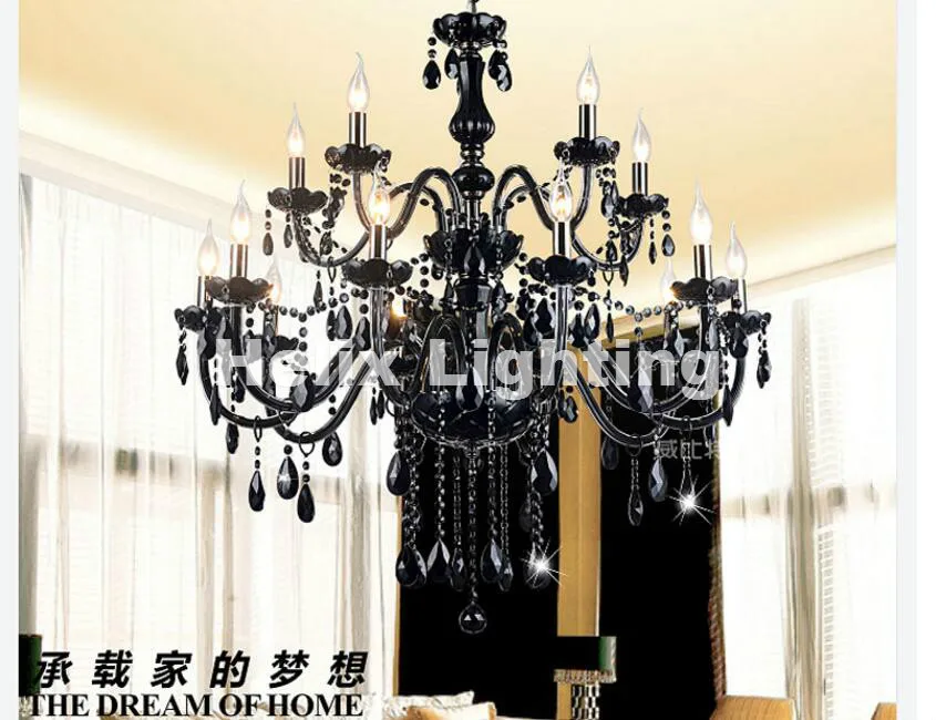 Хрустальная люстра в Европейском стиле Современная черная лампа виде свечи для