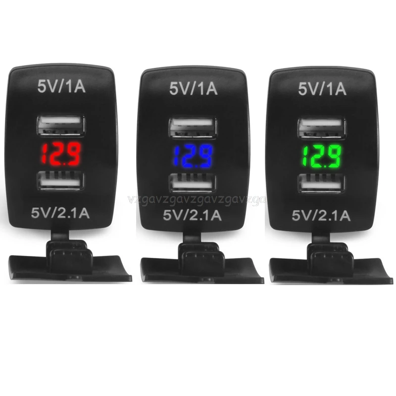 12 V/24 V 3.1A Автомобиль Мотоцикл Dual USB светодиодный Зарядное устройство гнездо Напряжение вольтметр Панель
