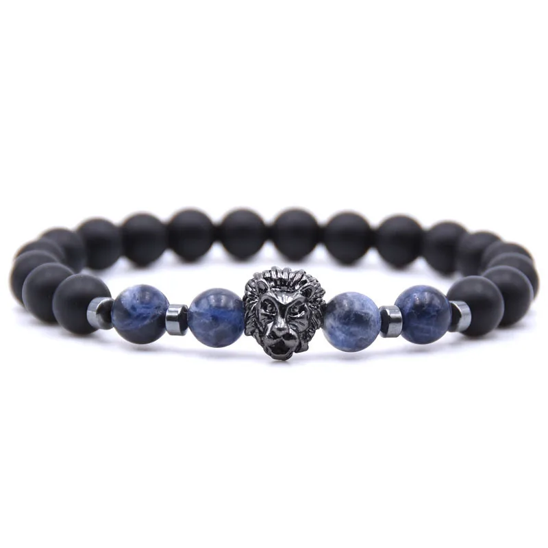 Lion Head Natural Weathering  Volcanic Stone Beads Bracelet Man Fashion Women  Gift For   Bracelets