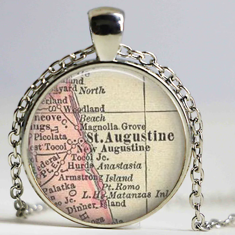С изображениями из сериала Ходячие мертвецы St Augustine Карта Ожерелье карта кулон
