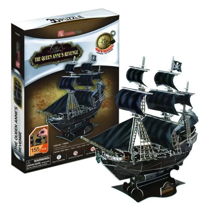 

T0407 3D Puzzles Pirates of the Caribbean Queen revenge/Black Pearl ship Paper Model Kids Creative gifts Educational toys