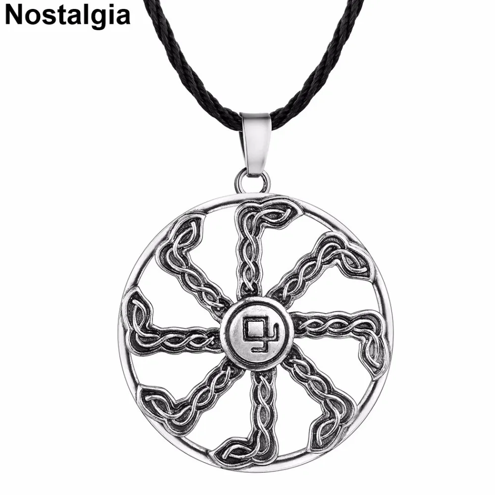 

Nostalgia Slavic Kolovrat Symbol Amulet Viking Rune OTHALA Pagan Witchcraft Pendants Jewelry Making Vintage Necklace