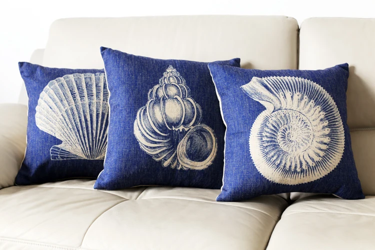 Подушка в морском стиле чехол s Синий прибрежное пляжное шикарное постельное