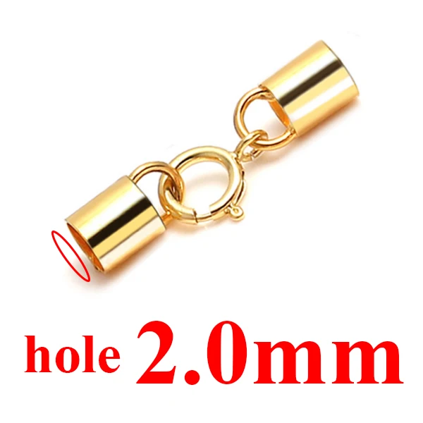 Gold 2.0mm 925 пробы серебряные колпачки-застёжки для кожаного браслета Цепочки и ожерелья застежками Крючки диаметр 1/1. 5/2/2,5/3/4/5 мм разъемы для изготовления ювелирных изделий - Цвет: Gold 2.0mm