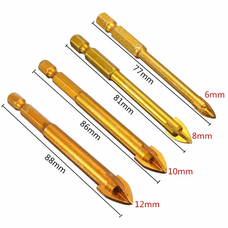 1PC Titanium Tungsten Carbide Tile Glass Cross Spear Head Drill Bits For Masonry Drilling Durable 6/8/10/12mm | Инструменты