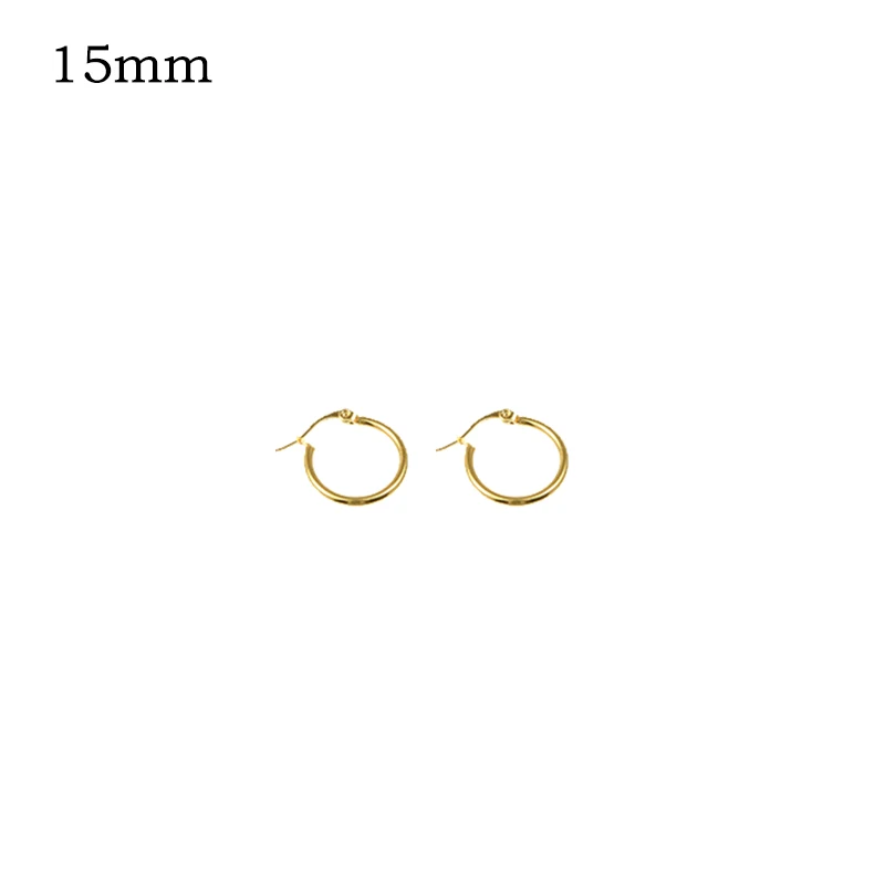 15mm Gold Простые круглые серьги из нержавеющей стали 316L золотого цвета, модные женские очаровательные серьги, кольцо для ушей, ювелирные изделия для леди, подарок, серьги doreilles - Окраска металла: 15mm Gold