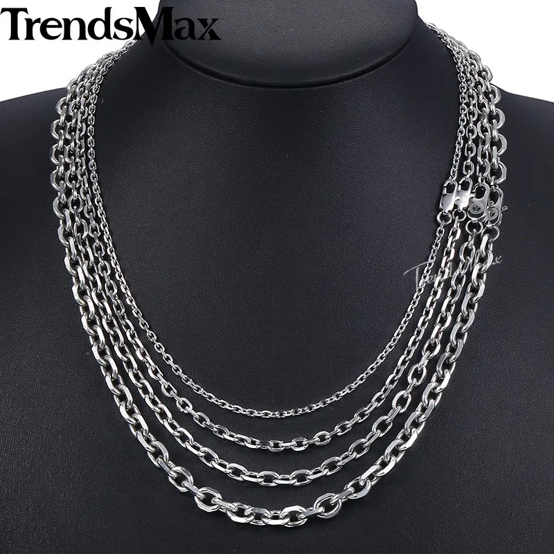 Trendsmax Rolo Для Мужчин's Цепочки и ожерелья цепи Нержавеющая сталь Серебряный тон 3/4/6/8 мм KKNM162