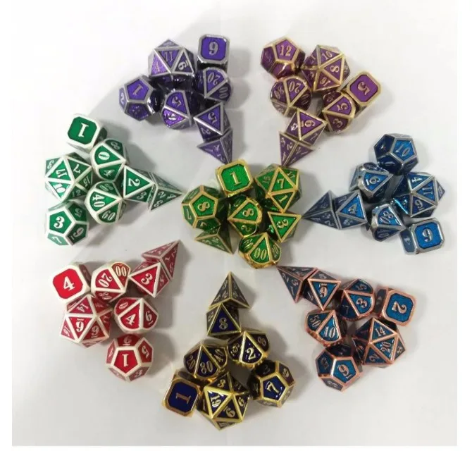 Завод Dnd набор металлических игральных костей Rpg многогранные Подземелья и Драконы цифровые красные кубики настольные игры цинковый сплав D20 6 10 8 12