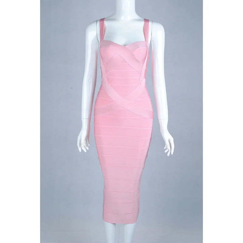 Женское облегающее платье HL трикотажное до колена с треугольным вырезом и