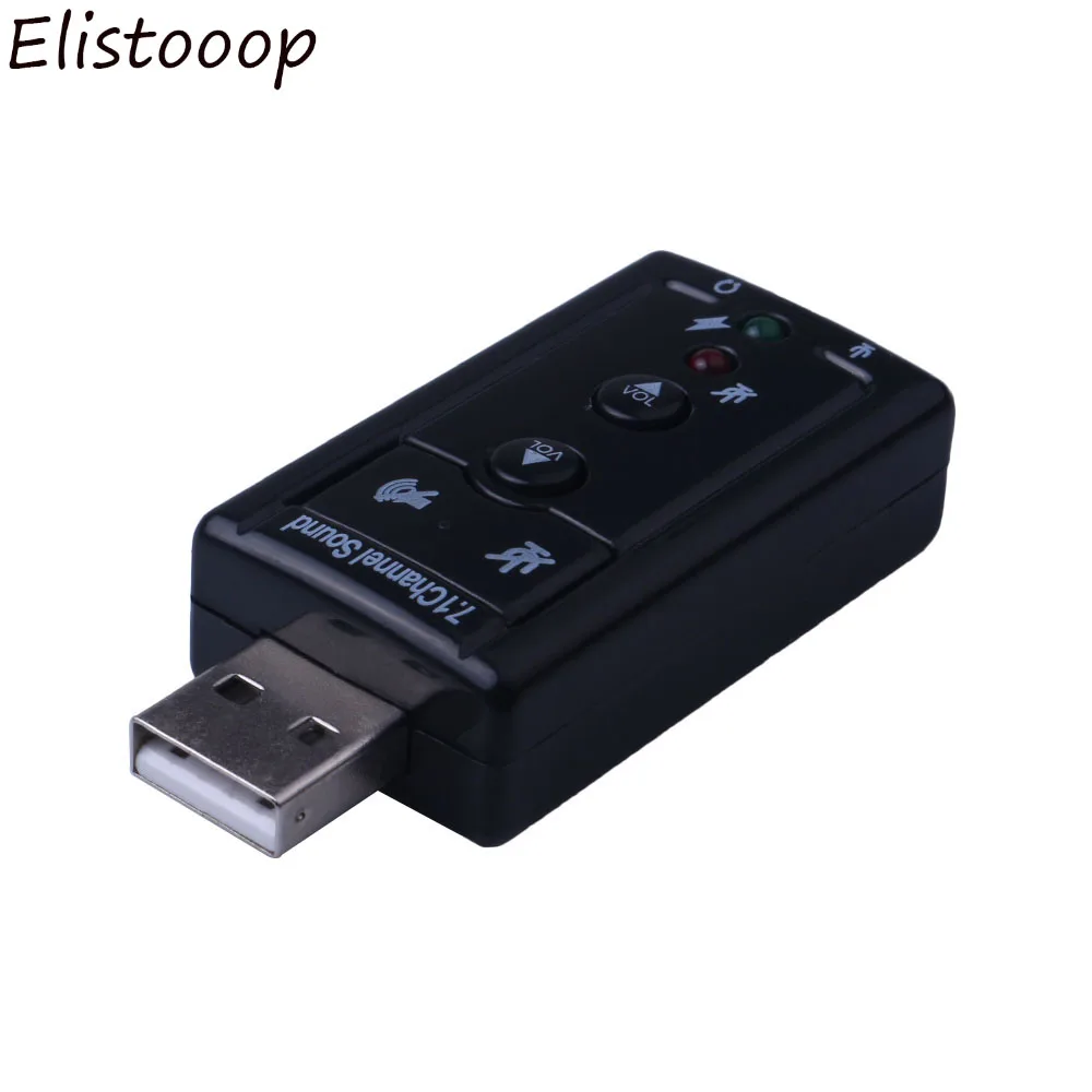 Elitooop хит продаж мини 7 1 канальный USB звуковая карта Микрофон Динамик 3D внешние