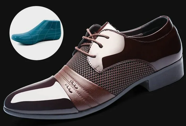 Новая мода человек Повседневная выходная обувь Для мужчин Lace-Up полуботинки, платье, обувь Для мужчин s из искусственной кожи Бизнес офисные свадебные туфли TD-15