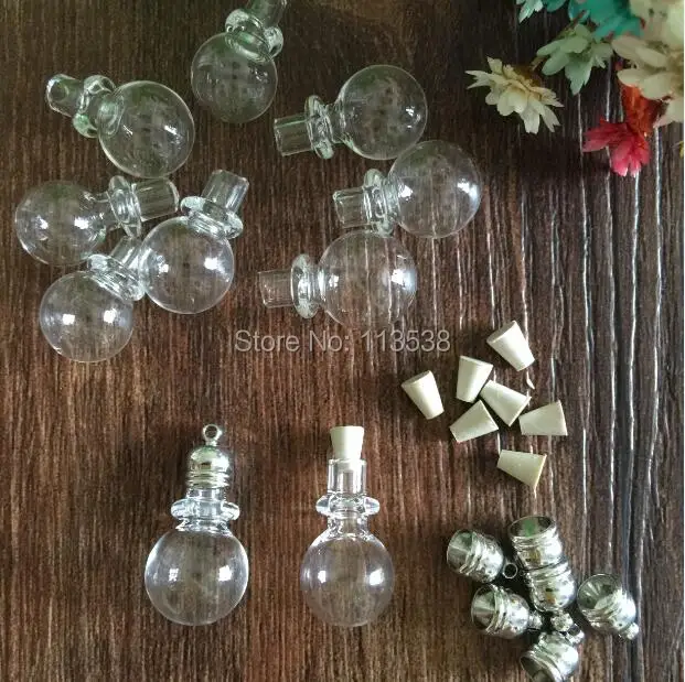 

300pcs/lot clear mini charm clear glass ball Vial Pendant (metal cap &rubber plug/mini/charm/ rice/ bottle/miniature/vials)