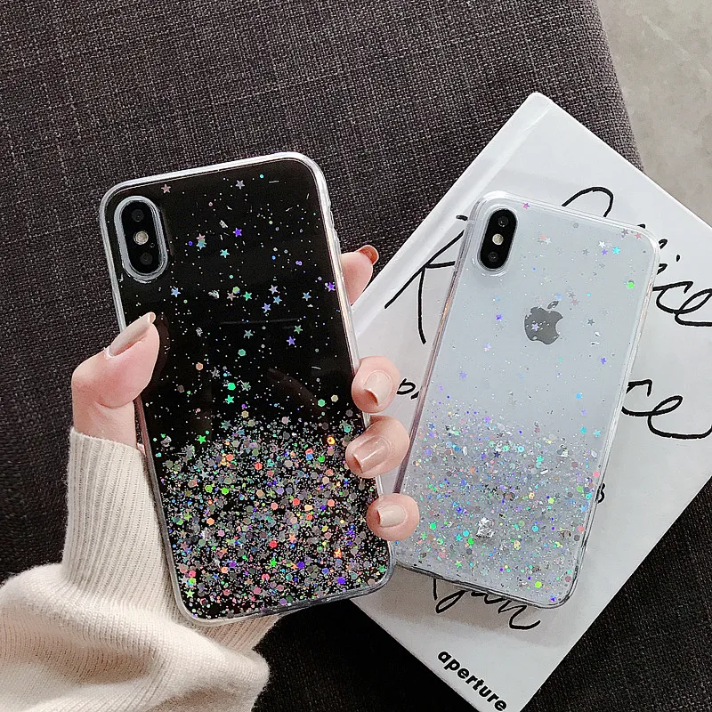 Luxury Bling Gradient Glitter Case For iPhone 6S 6 S 7 8 Plus X XR XS Max Sparkle Star Sequins Soft Clear Colorful Back Cover |