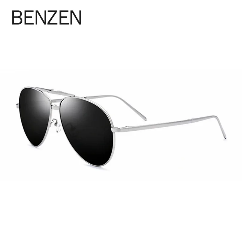 BENZEN, складные солнцезащитные очки, мужские, чистый титан, оправа, поляризационные, женские солнцезащитные очки, классические, пилот, Oculos Gafas UV 400 9362