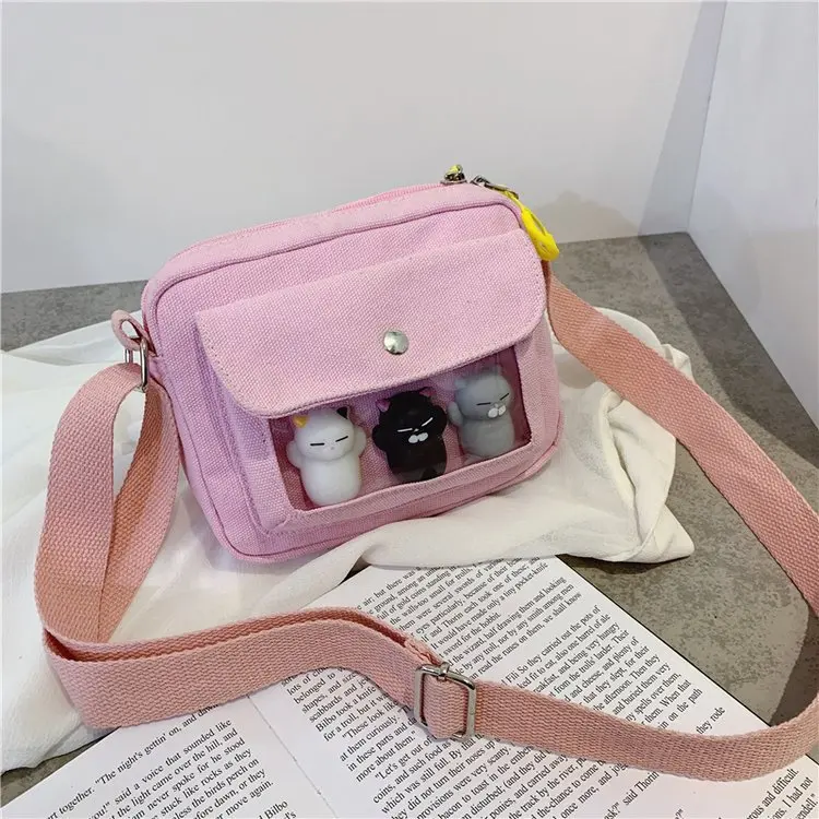 A Pink Женские сумки, брендовые новые модные сумки через плечо, сумки через плечо, холщовые Мультяшные сумки, женские сумки на молнии, сумки-мессенджеры - Цвет: A Pink