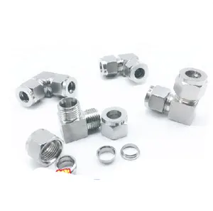 1 шт., двойной наконечник из нержавеющей стали SS304, OD 3, 4, 6, 8, 10, 12, 14, 16 мм, 18, 14, 38, 12, 34 дюйма, коленчатый компрессионный соединитель трубы, фитинги