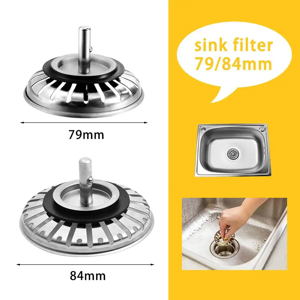 

79-81-84mm Stainless Steel Kitchen Sink Strainer Stopper Waste Plug Sink Filter Bathroom Basin Sink Drain Kitchen Accessories