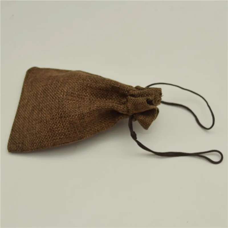 30 шт. сумка на шнурке коричневого цвета сумки из искусственного льна с джутовые
