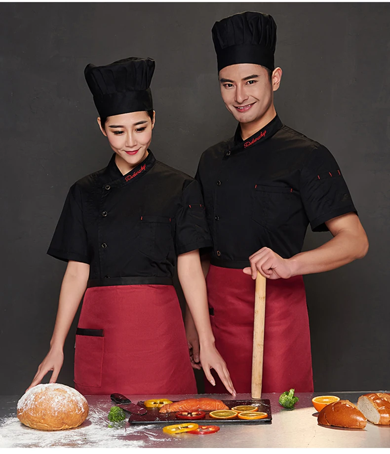 Рабочая одежда для шеф повара мужская летняя дышащая с коротким рукавом отеля