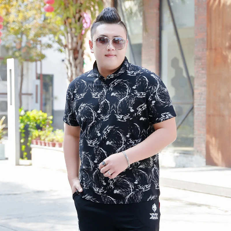 Новая Винтажная Мужская рубашка поло 5XL 6XL 7XL размера плюс летняя повседневная