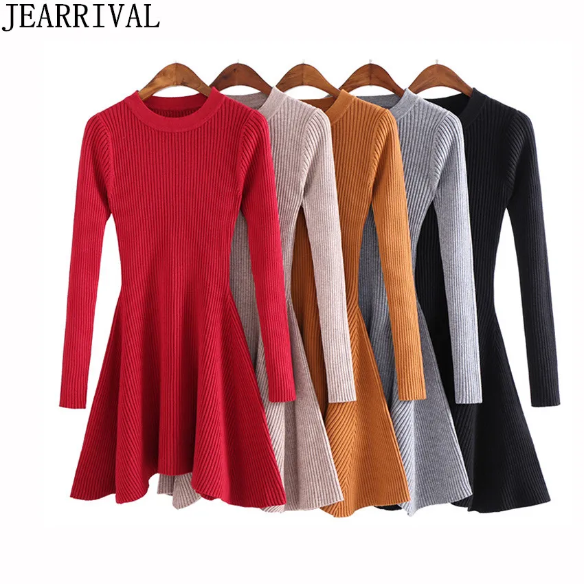 2018 новое зимнее красное черное платье свитер модное женское толстое теплое