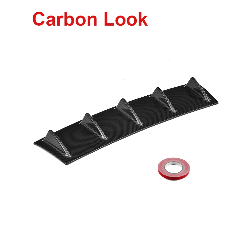 Carbon 5 Fin Универсальный задний бампер для губ Диффузор 5 3 Плавник "Акулий Плавник" Карбон глянцевый черный распылитель АБС надрезаемая подкладка, abs Пластик - Цвет: Carbon 5 Fin